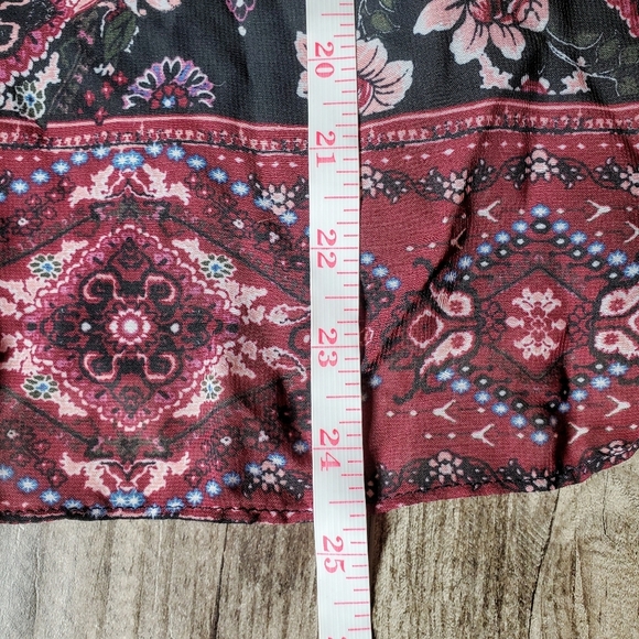 BCX Black Purple Pink Floral Flowy Boho Off Shoulder Blouse Size Large EUC - Picture 14 of 15